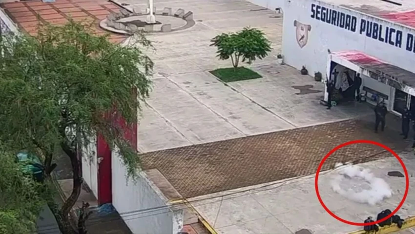 VIDEO| Así fue el momento exacto del ataque con dron a la Policía de Uriangato