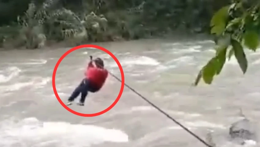 VIDEO| Maestros arriesgan su vida para llegar a clases: cruzan río en Hidalgo con tirolesa improvisada