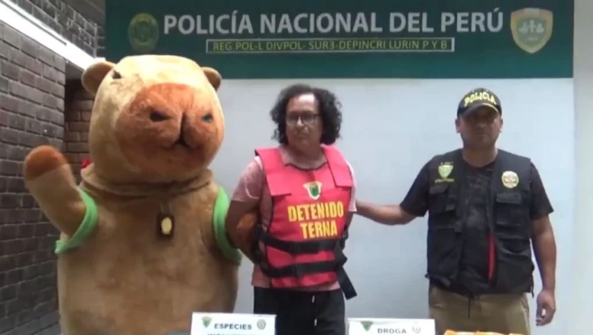 VIDEO | Policía de Perú captura a un presunto narcotraficante disfrazado de capibara