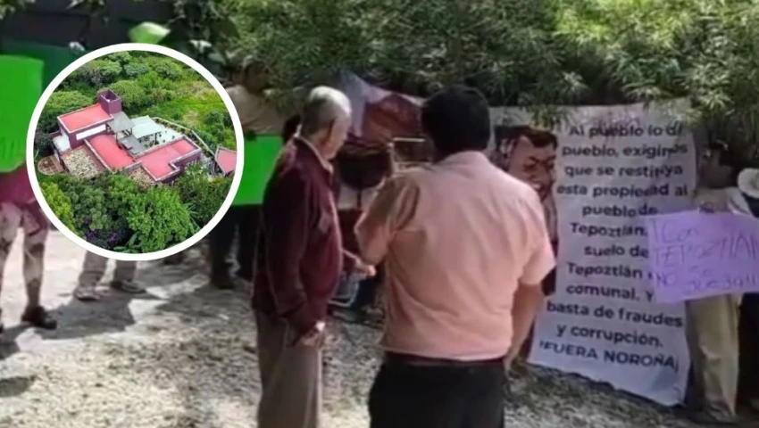 Acusan a Fernández Noroña de apropiarse de tierras comunales: protestan frente a su casa de Tepoztlán