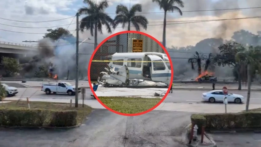 VIDEO| Explosión en Boca Ratón: Avioneta cae sobre calle transitada y deja caos en Florida