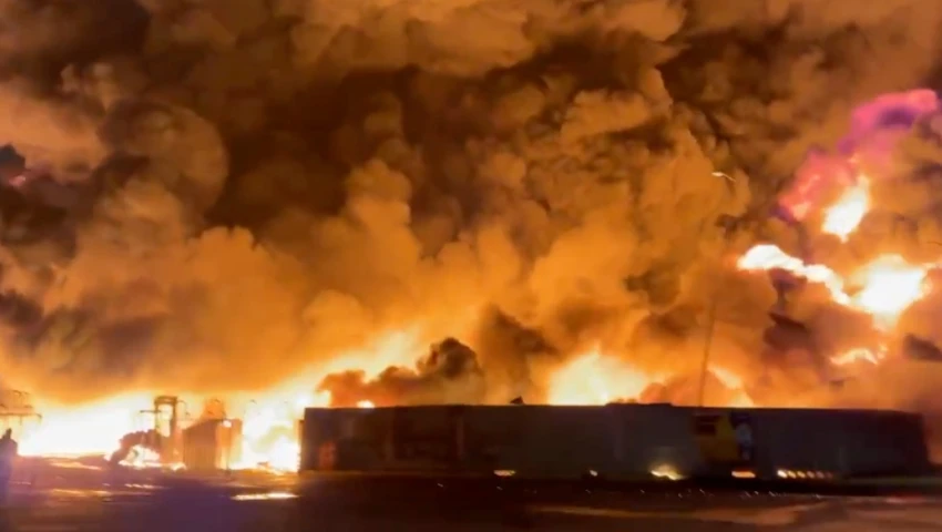 Incendio, empresa, Ciénega de Flores, Nuevo León