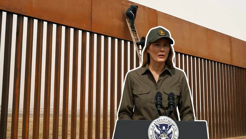 Kristi Noem pinta de negro el muro fronterizo