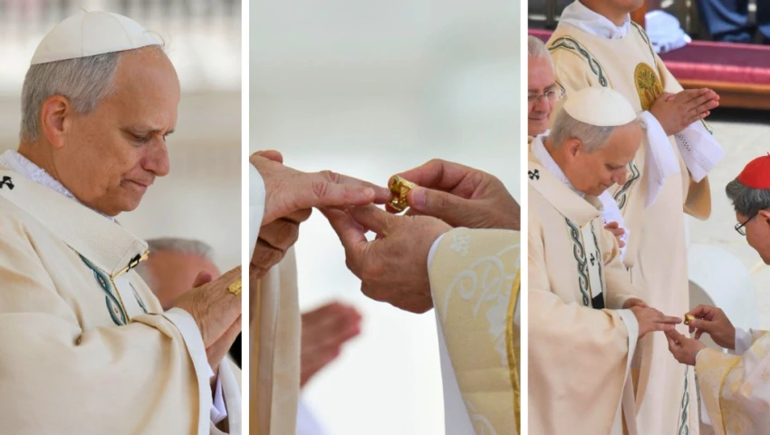 León XIV recibe el anillo del pescador León XIV recibe el anillo del pescador