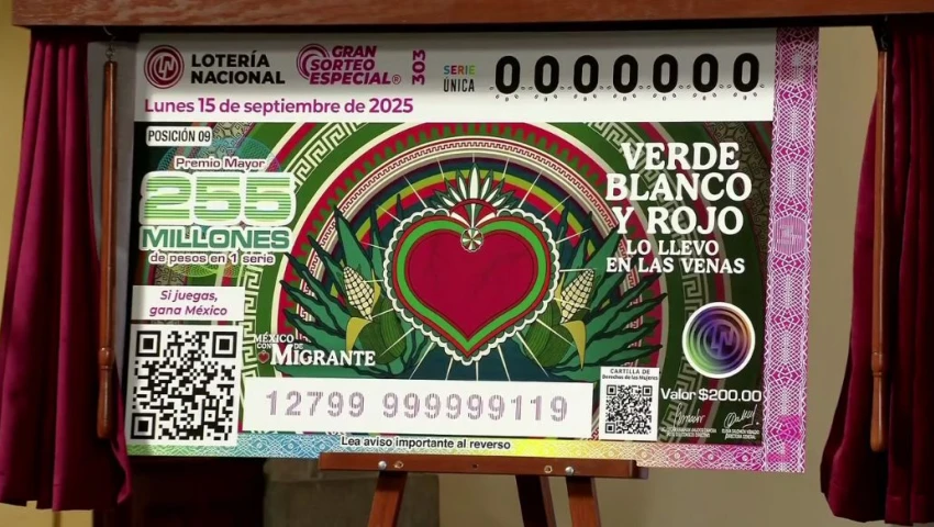 Lotería Nacional dedica su sorteo del 15 de septiembre a migrantes: Así es la serie de billetes