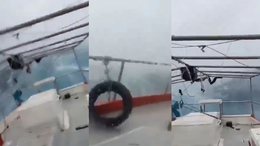 VIDEO | Pescadores de Yucatán se enfrentan al huracán Milton en alta mar