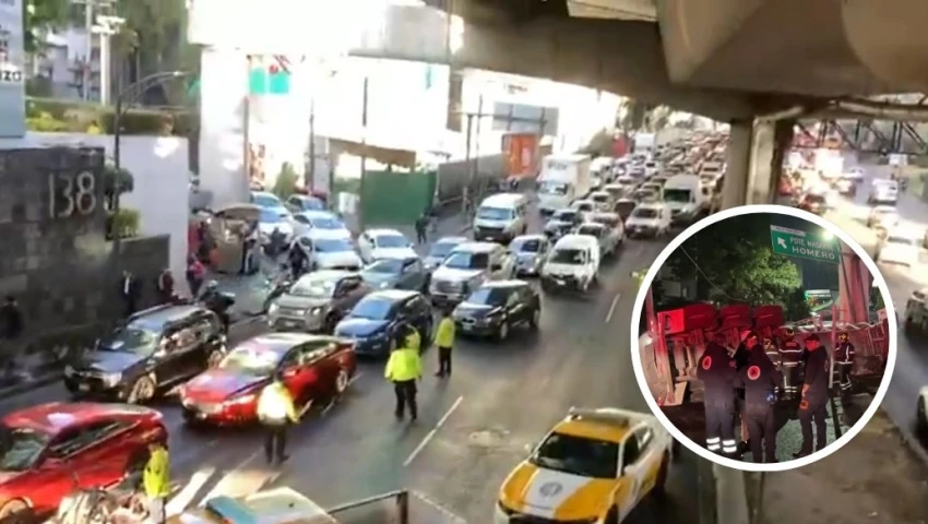 VIDEO | Caos en Periférico: Pipa vuelca cerca de las Palmas y cierran; ¿qué rutas tomar?