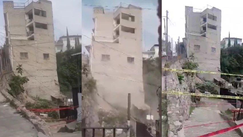 Peligro de colapso en Naucalpan: Edificio inclinado deja a decenas de familias sin hogar