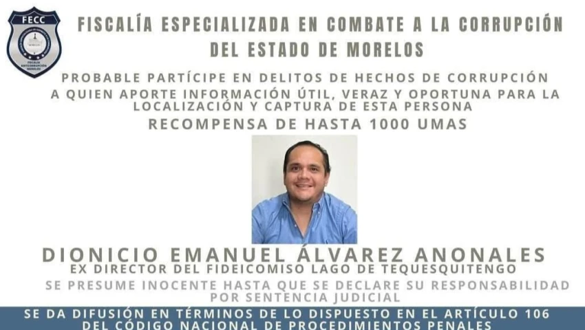 Édgar Núñez Urquiza Dionicio Álvarez Anonales, exdirector del Fideicomiso del Lago de Tequesquitengo interpol